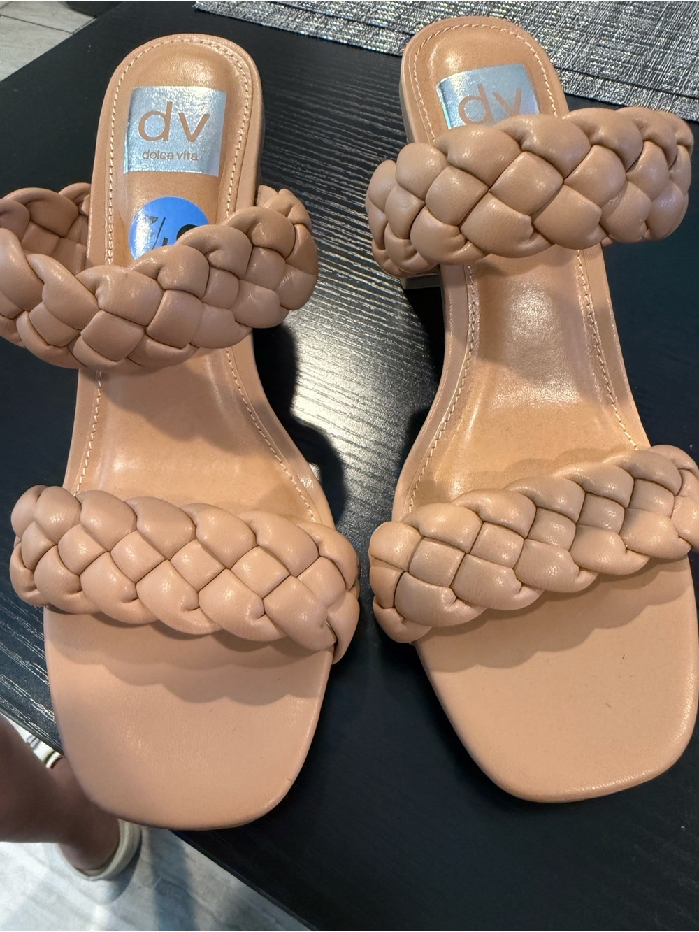 Dolce Vita Braided Double-Strap Slide Sandals in Nude Blush
